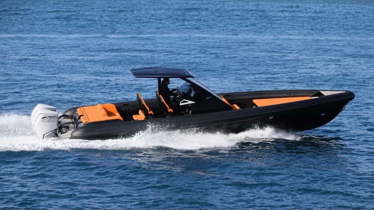 Black and orange Nemo Boat on the Saranda sea